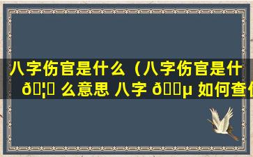 八字伤官是什么（八字伤官是什 🦅 么意思 八字 🌵 如何查伤官）